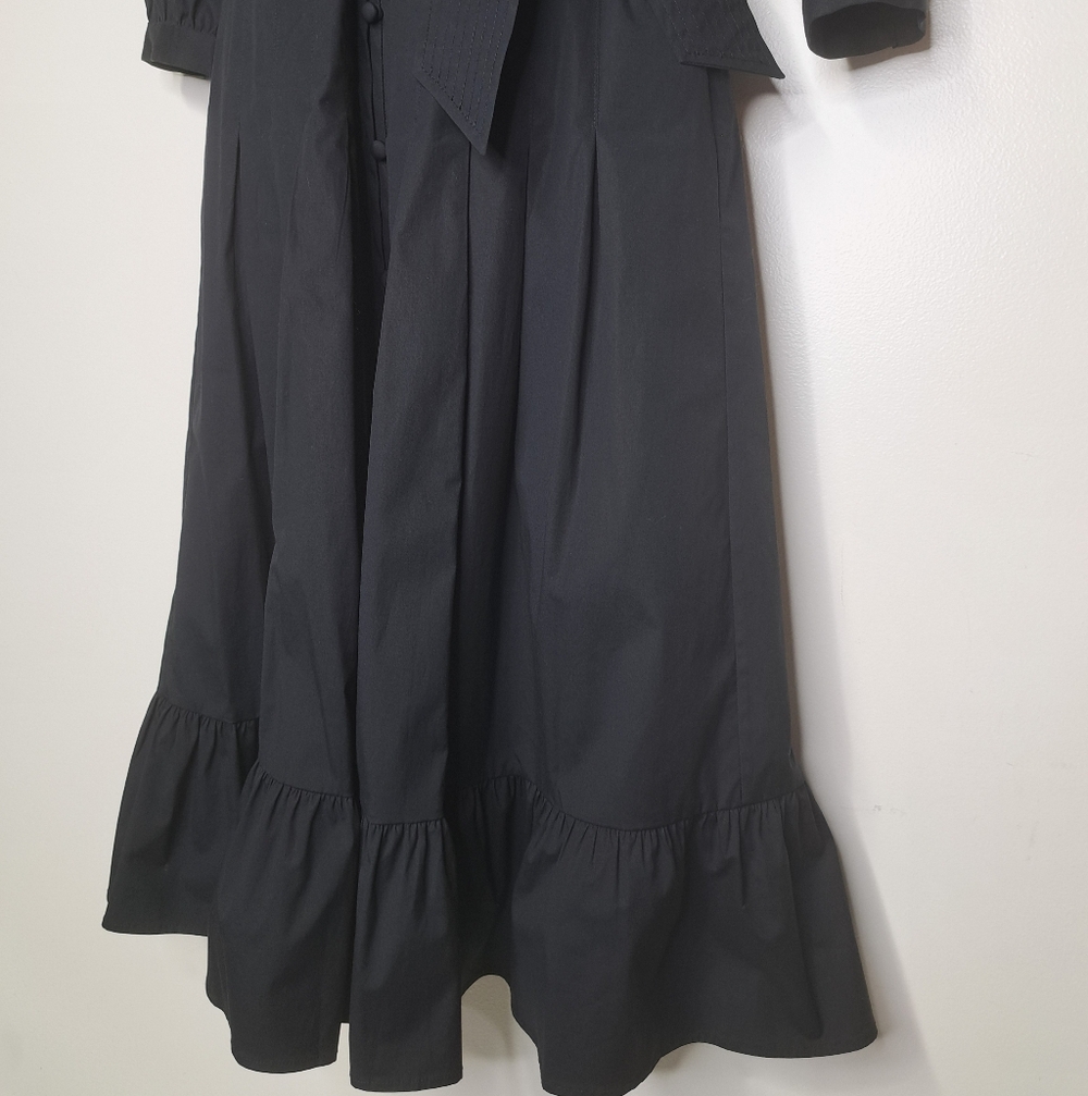 Veronica Beard Black Izie Cotton Poplin Midi Dress Size 2 - Picture 14 of 16